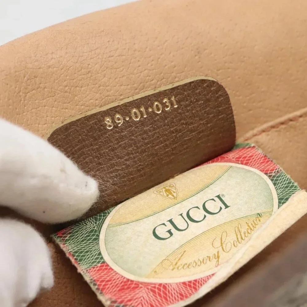 GUCCI GG Supreme Web Sherry Line Clutch Bag PVC Beige Gold 89 01 031 Auth 139970